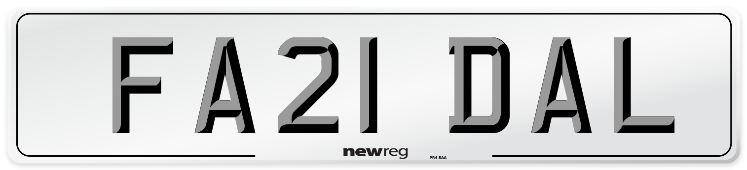 FA21 DAL Number Plate from New Reg